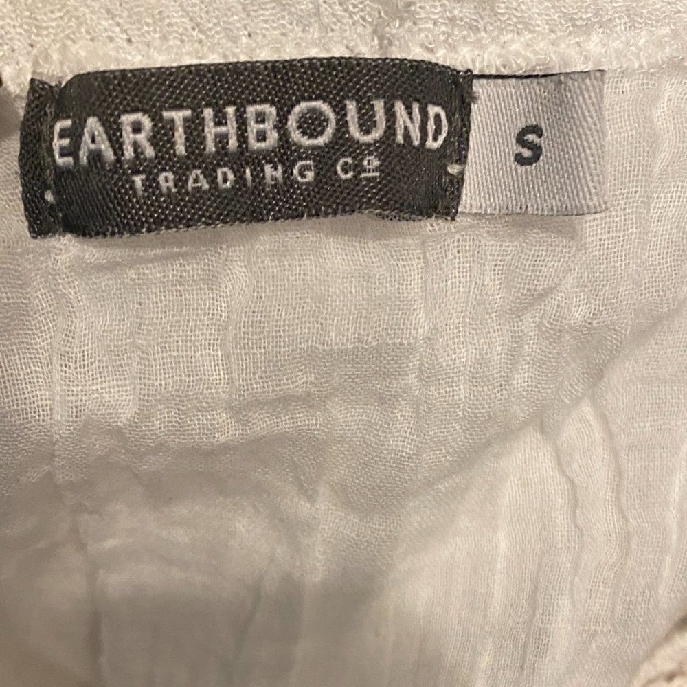 Earthbound Crochet Halter Top/Gauze Maxi Dress Sz S White Multi #266A - Picture 7 of 9